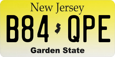 NJ license plate B84QPE