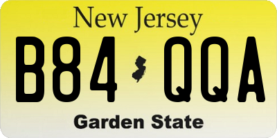 NJ license plate B84QQA