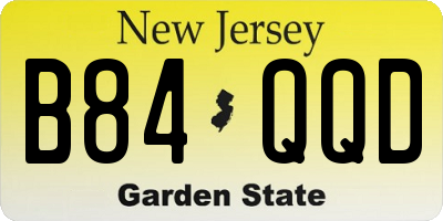 NJ license plate B84QQD