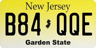 NJ license plate B84QQE