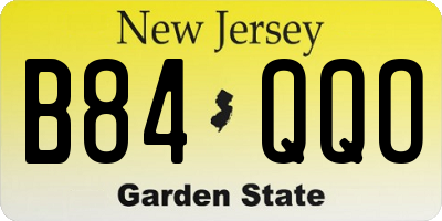 NJ license plate B84QQO