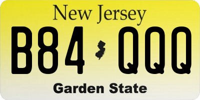 NJ license plate B84QQQ