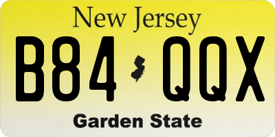 NJ license plate B84QQX