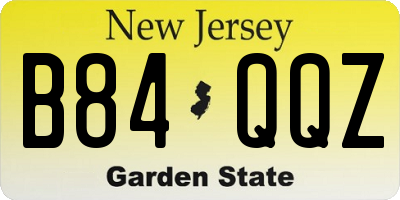 NJ license plate B84QQZ