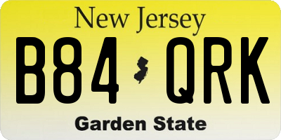 NJ license plate B84QRK