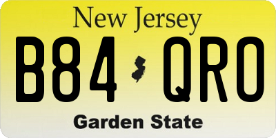 NJ license plate B84QRO