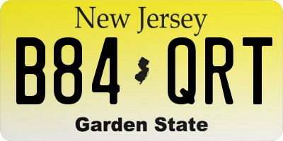 NJ license plate B84QRT