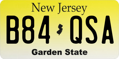 NJ license plate B84QSA