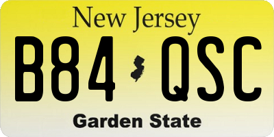 NJ license plate B84QSC