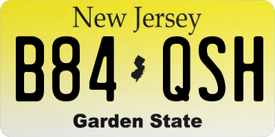 NJ license plate B84QSH