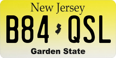 NJ license plate B84QSL