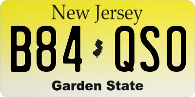 NJ license plate B84QSO