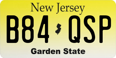 NJ license plate B84QSP