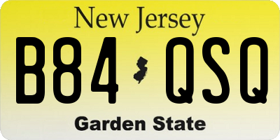 NJ license plate B84QSQ