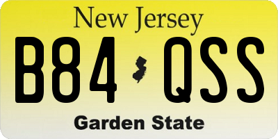 NJ license plate B84QSS