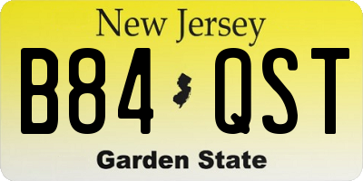 NJ license plate B84QST