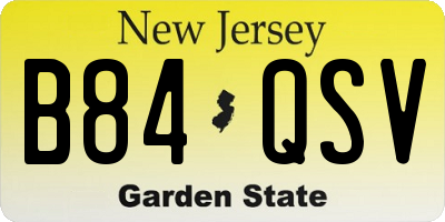 NJ license plate B84QSV