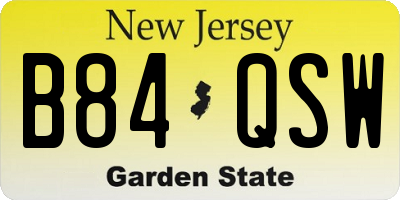 NJ license plate B84QSW
