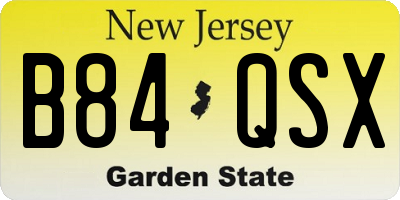 NJ license plate B84QSX