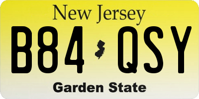 NJ license plate B84QSY
