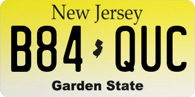 NJ license plate B84QUC