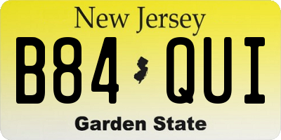 NJ license plate B84QUI