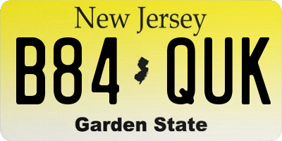 NJ license plate B84QUK