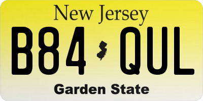NJ license plate B84QUL