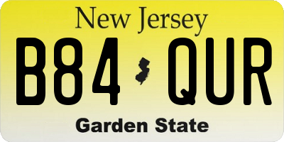 NJ license plate B84QUR