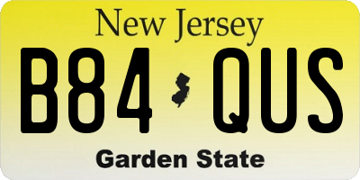 NJ license plate B84QUS