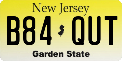 NJ license plate B84QUT