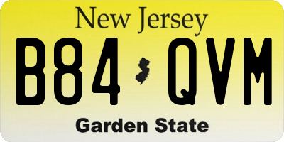 NJ license plate B84QVM