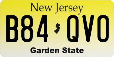 NJ license plate B84QVO