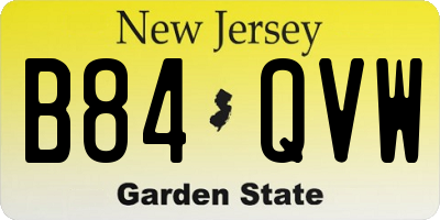 NJ license plate B84QVW