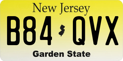 NJ license plate B84QVX