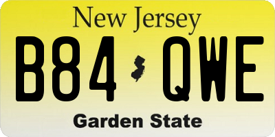 NJ license plate B84QWE