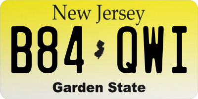 NJ license plate B84QWI