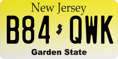 NJ license plate B84QWK