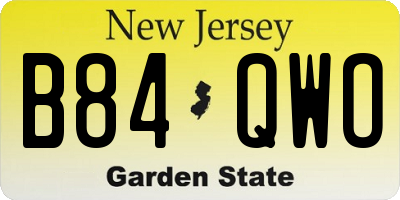 NJ license plate B84QWO