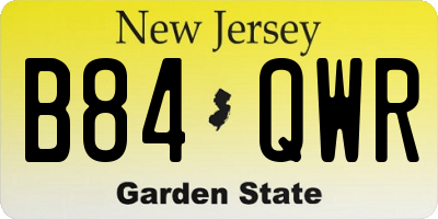 NJ license plate B84QWR