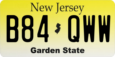 NJ license plate B84QWW