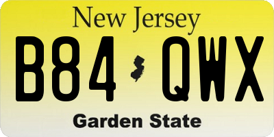 NJ license plate B84QWX