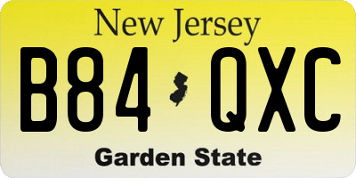 NJ license plate B84QXC