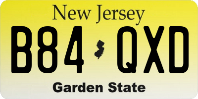 NJ license plate B84QXD