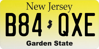 NJ license plate B84QXE