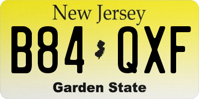 NJ license plate B84QXF