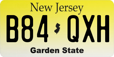 NJ license plate B84QXH