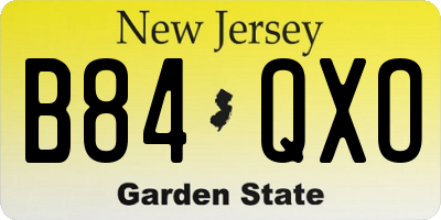 NJ license plate B84QXO