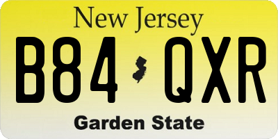 NJ license plate B84QXR