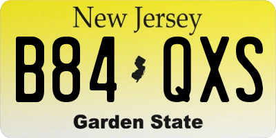 NJ license plate B84QXS